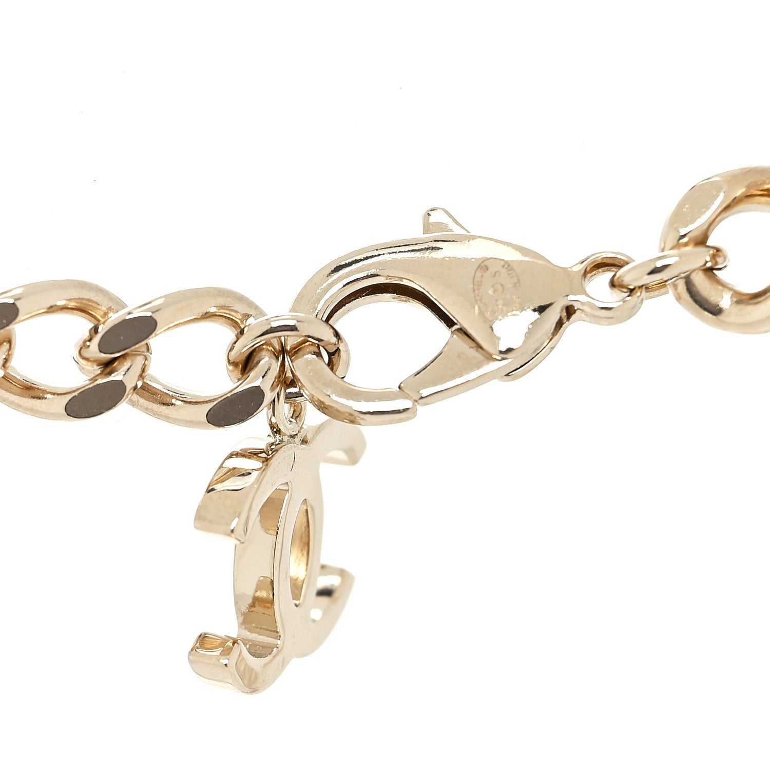 Chanel Metal Enamel Chain CC Choker Gold White 4 of 6