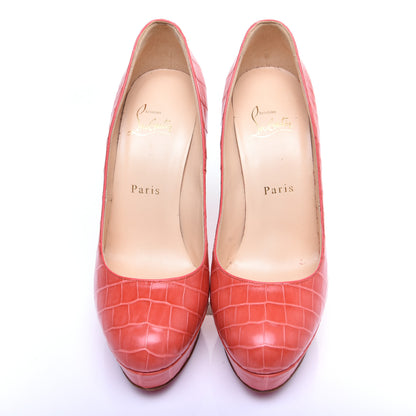 Christian Louboutin Crocodile Lucido Bianca 140 Pumps 37 Corail 6 of 11