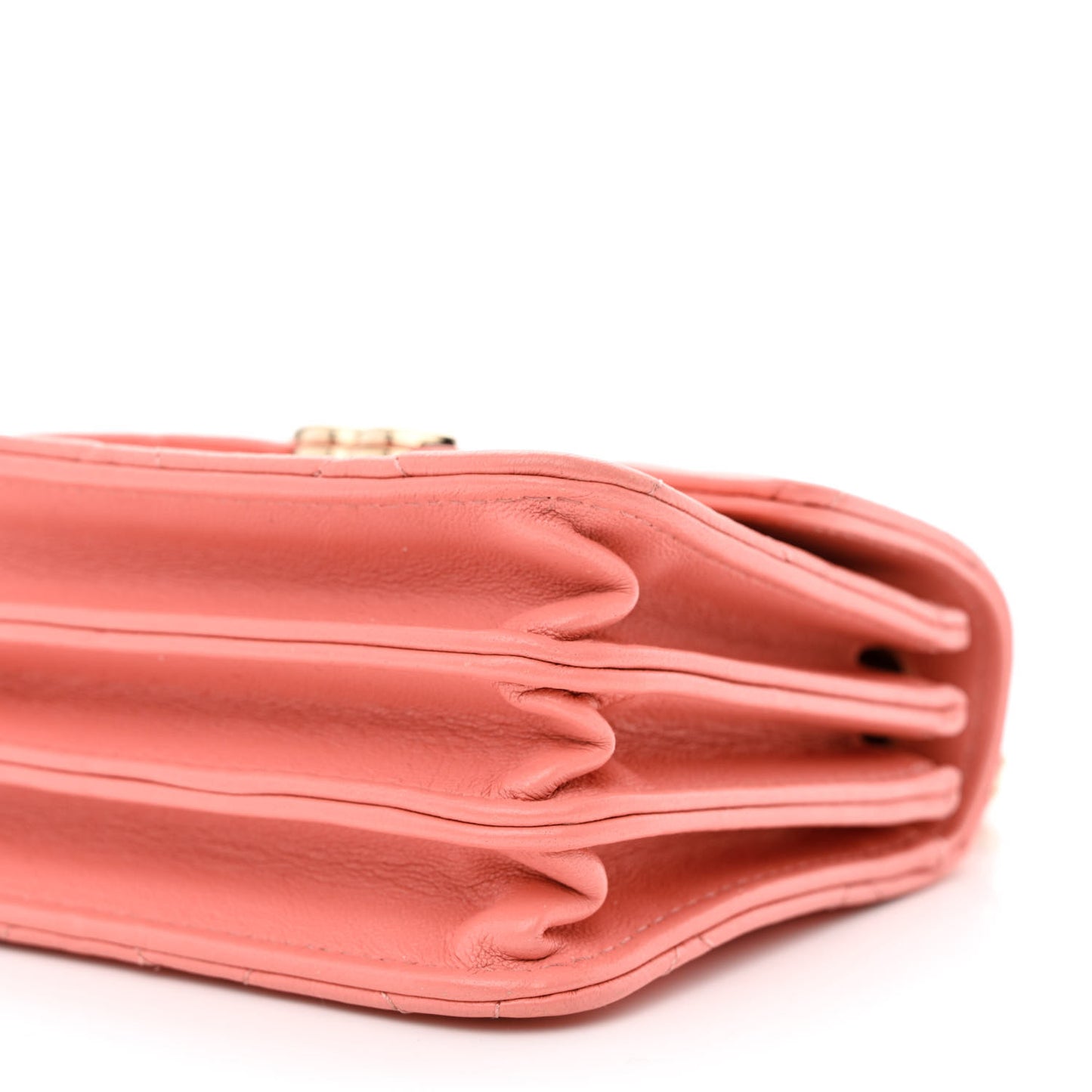 Lambskin Quilted Top Handle Flap Clutch With Chain Pink