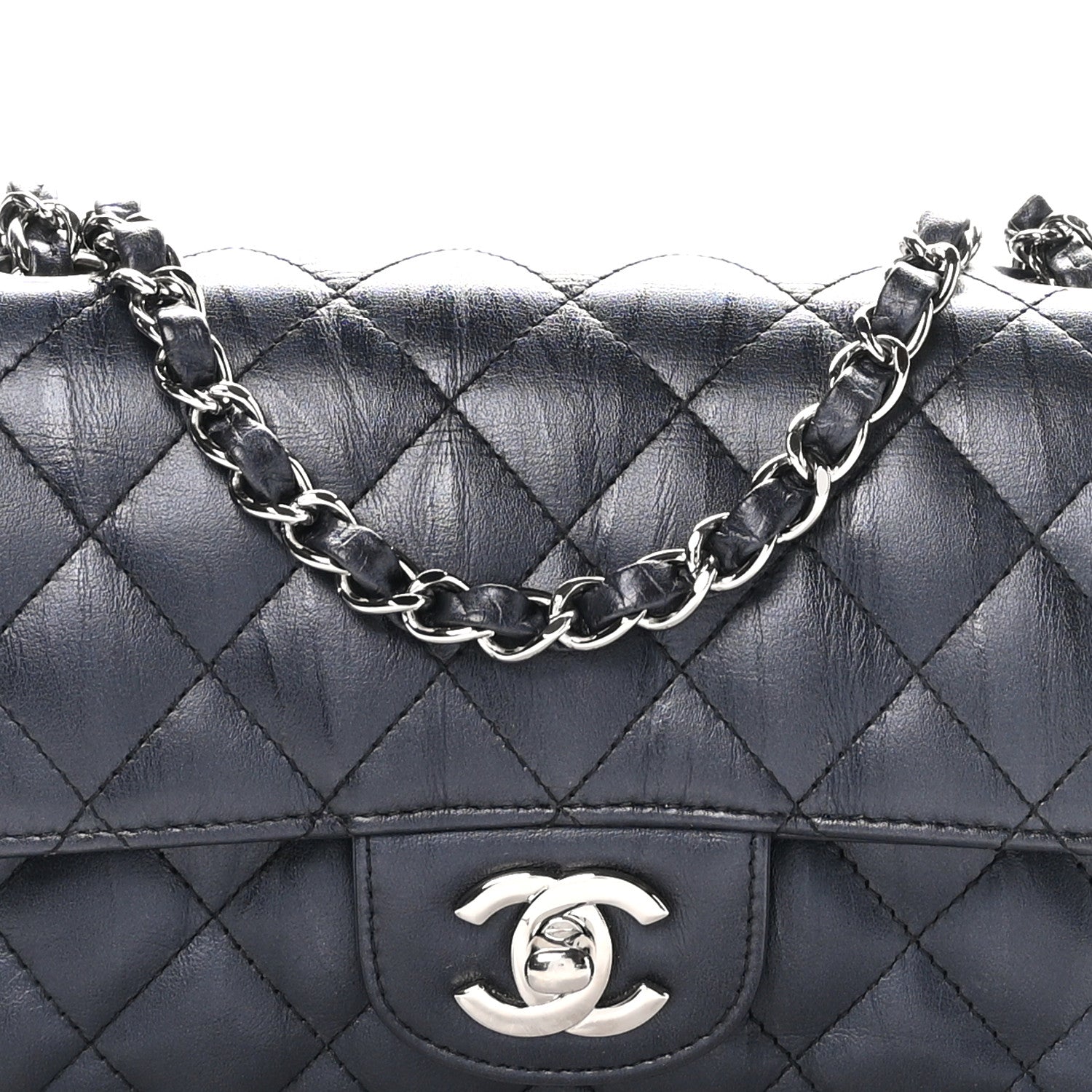 Chanel Iridescent Calfskin Quilted Mini Rectangular Flap Charcoal 8 of 10