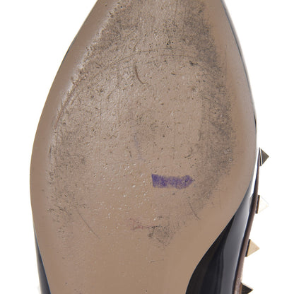 Valentino Garavani Patent Nappa Rockstud Ballerina Flats 37.5 Black Poudre 11 of 11