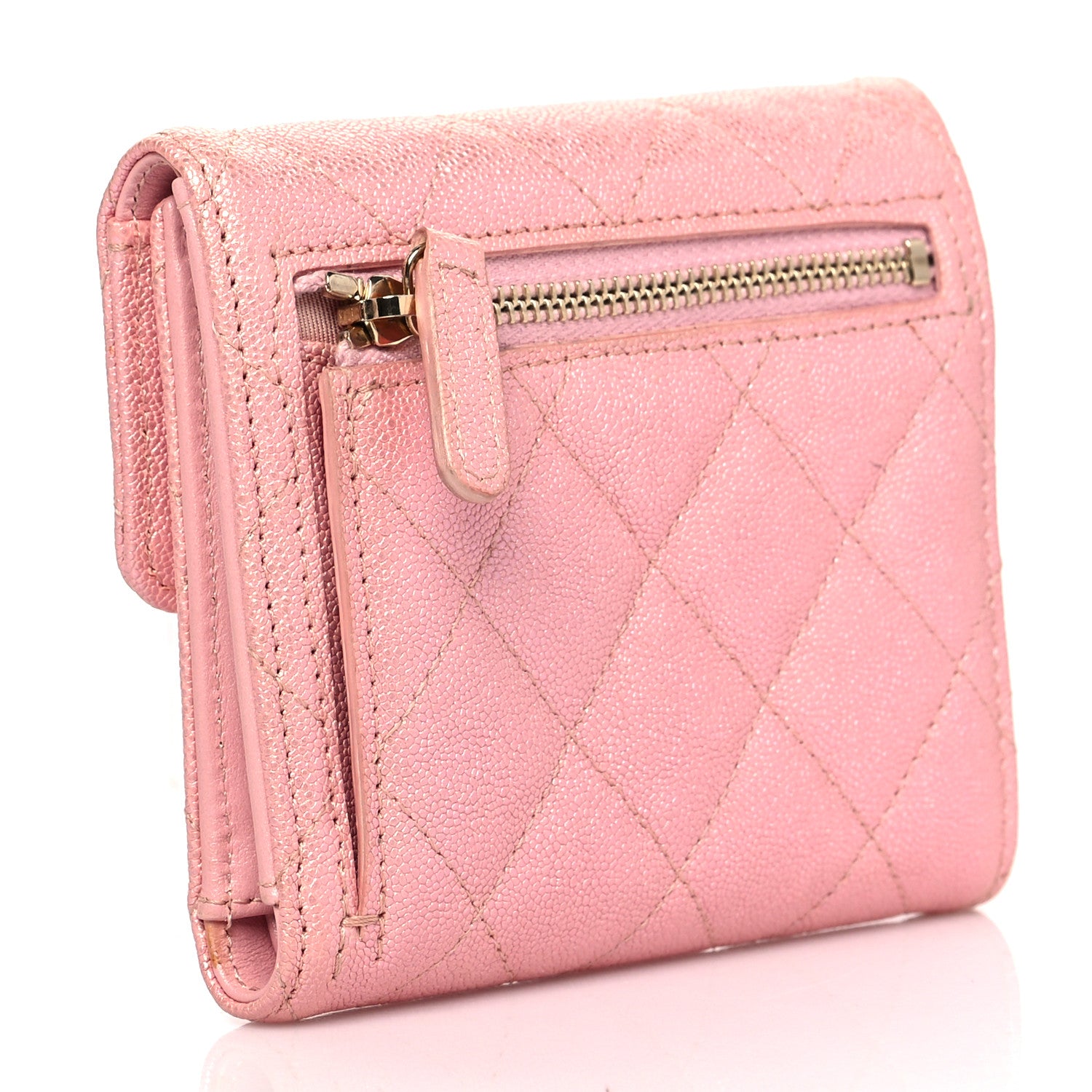 Chanel Iridescent Caviar Quilted Compact Flap Wallet Pink 3 of 8