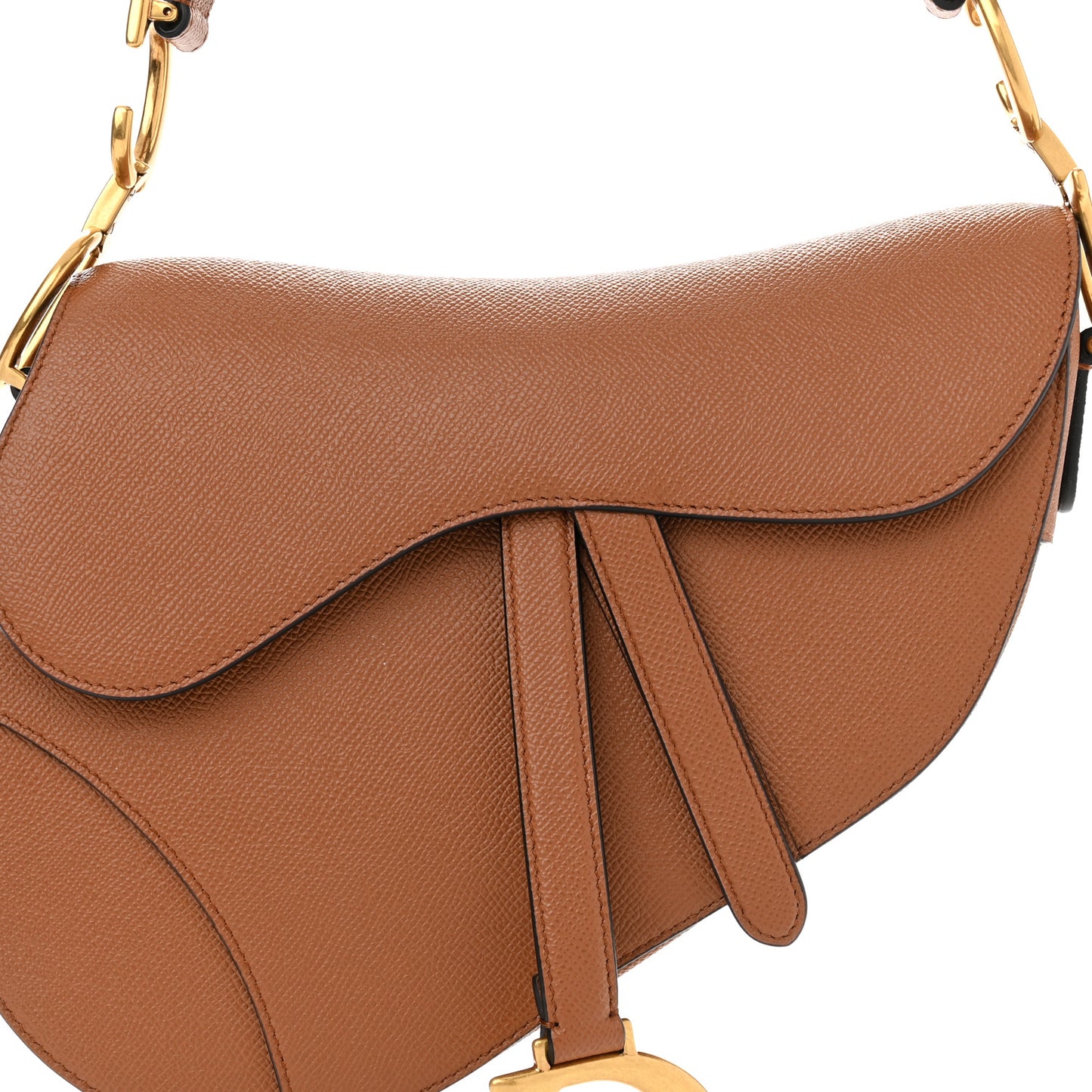 Grained Calfskin Saddle Bag Camello