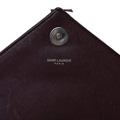 Saint Laurent Sheepskin Matelasse Chevron Large Monogram Satchel Amaranto 8 of 24