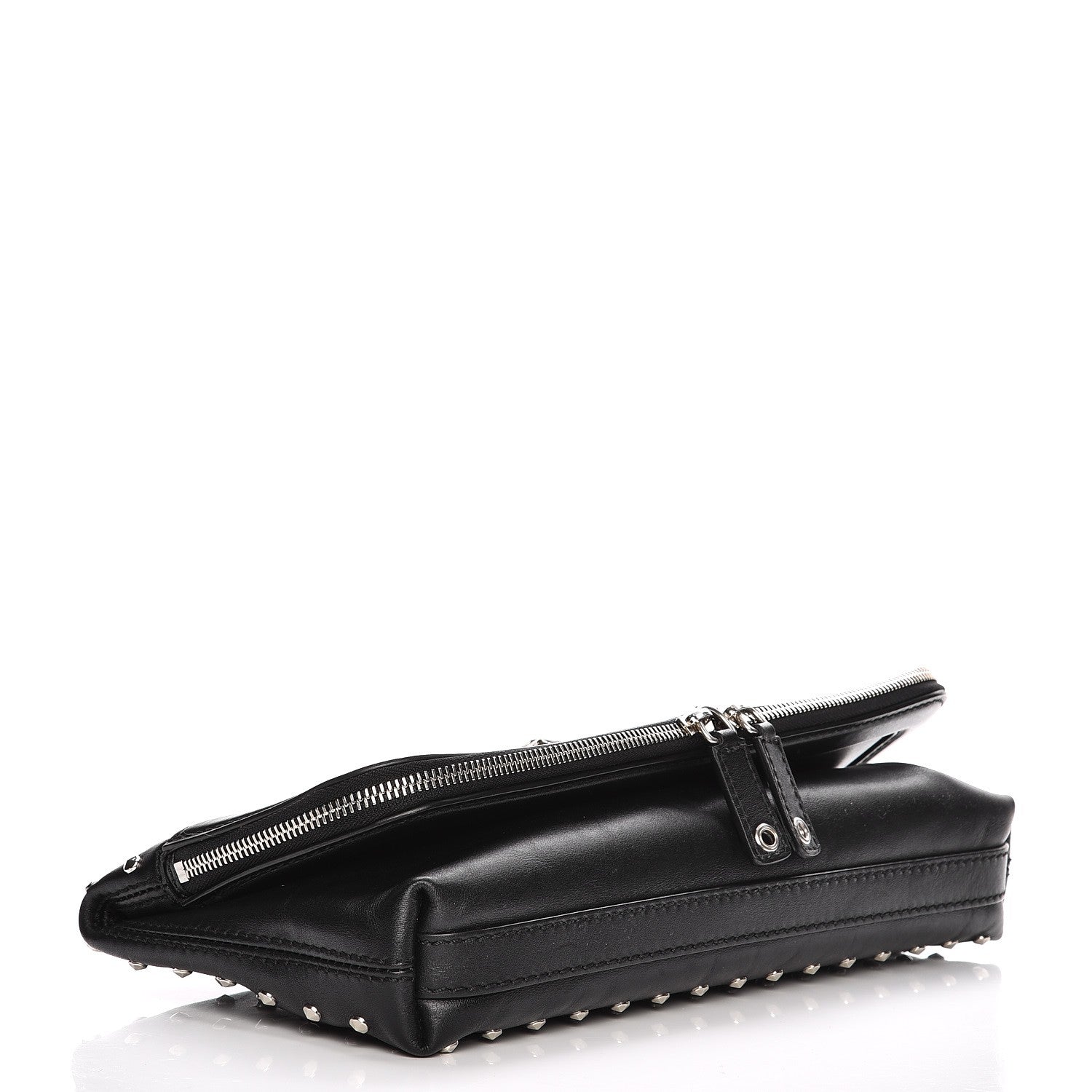 Alexander McQueen Calfskin Studded Padlock Skull Clutch Black 4 of 10