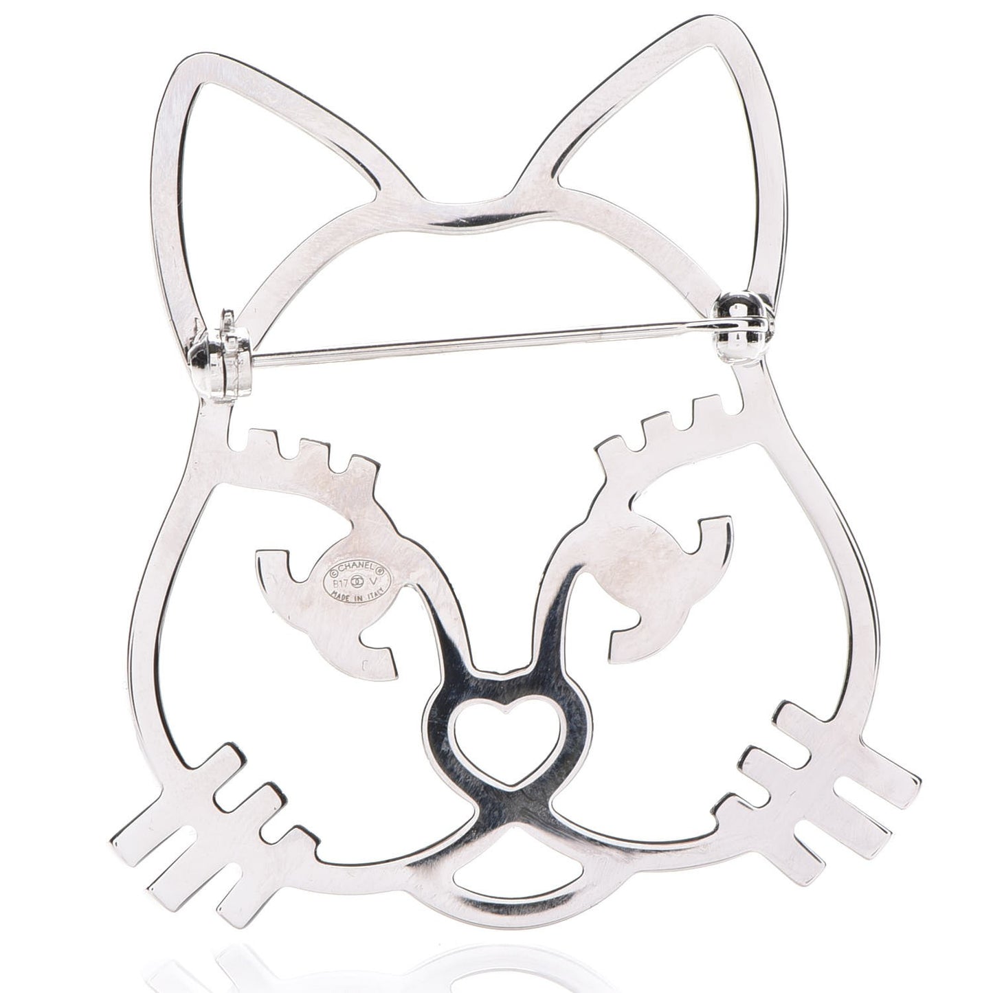 Strass Crystal Emoji Choupette Cat Brooch Silver
