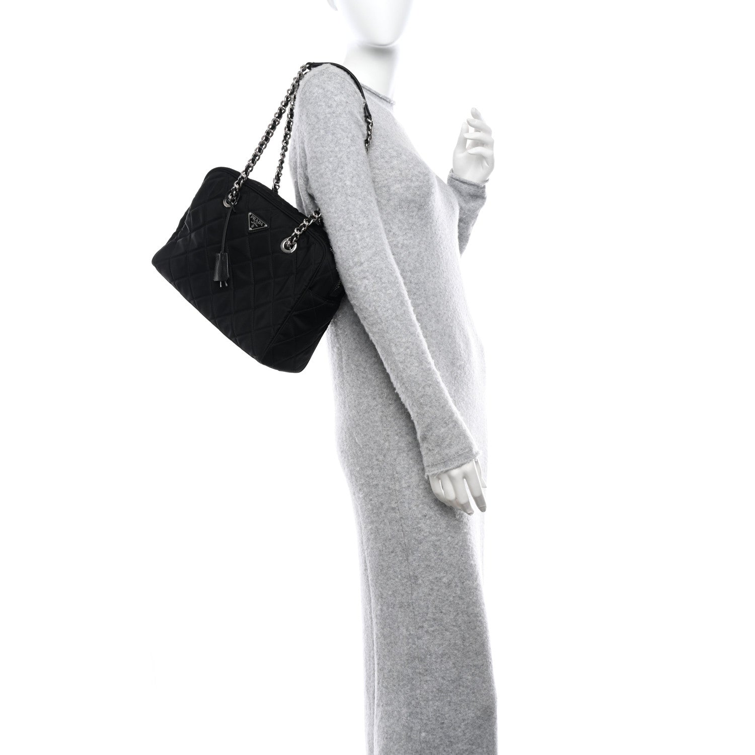 Prada Nylon Tessuto Impuntu Quilted Shoulder Bag Black 2 of 10