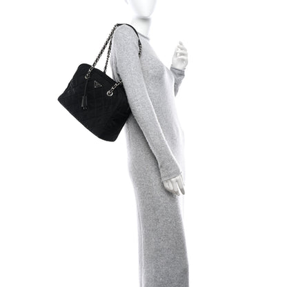 Prada Nylon Tessuto Impuntu Quilted Shoulder Bag Black 2 of 10