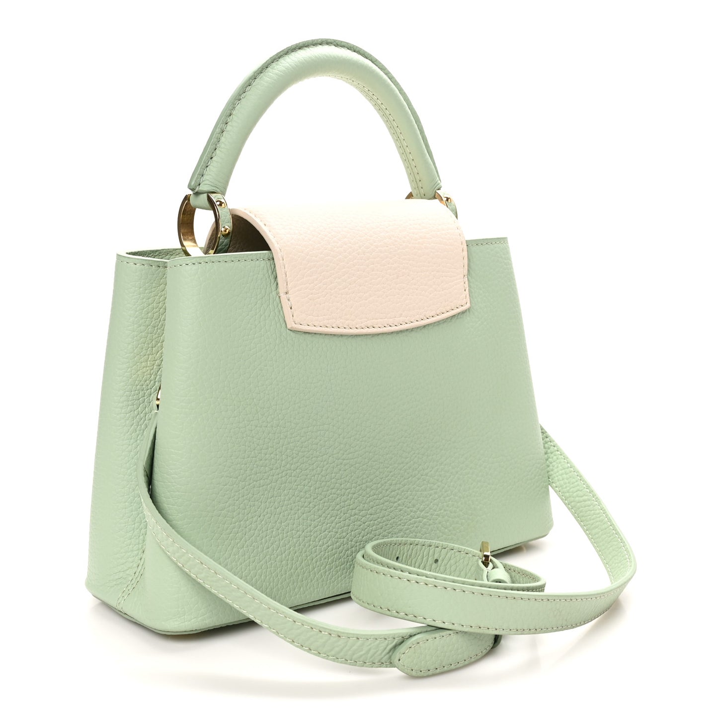 Taurillon Enamel Flower Padlock Chain Capucines BB Jade Green