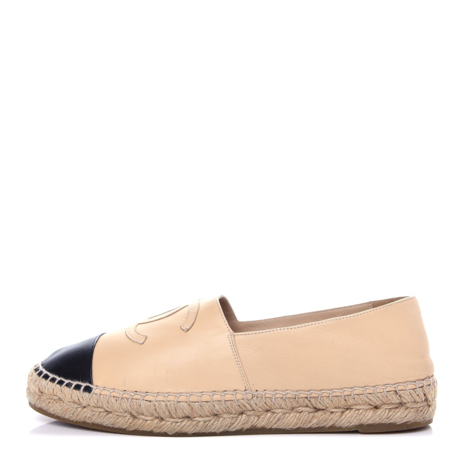 Chanel Lambskin CC Espadrilles 38 Beige Black 1 of 12