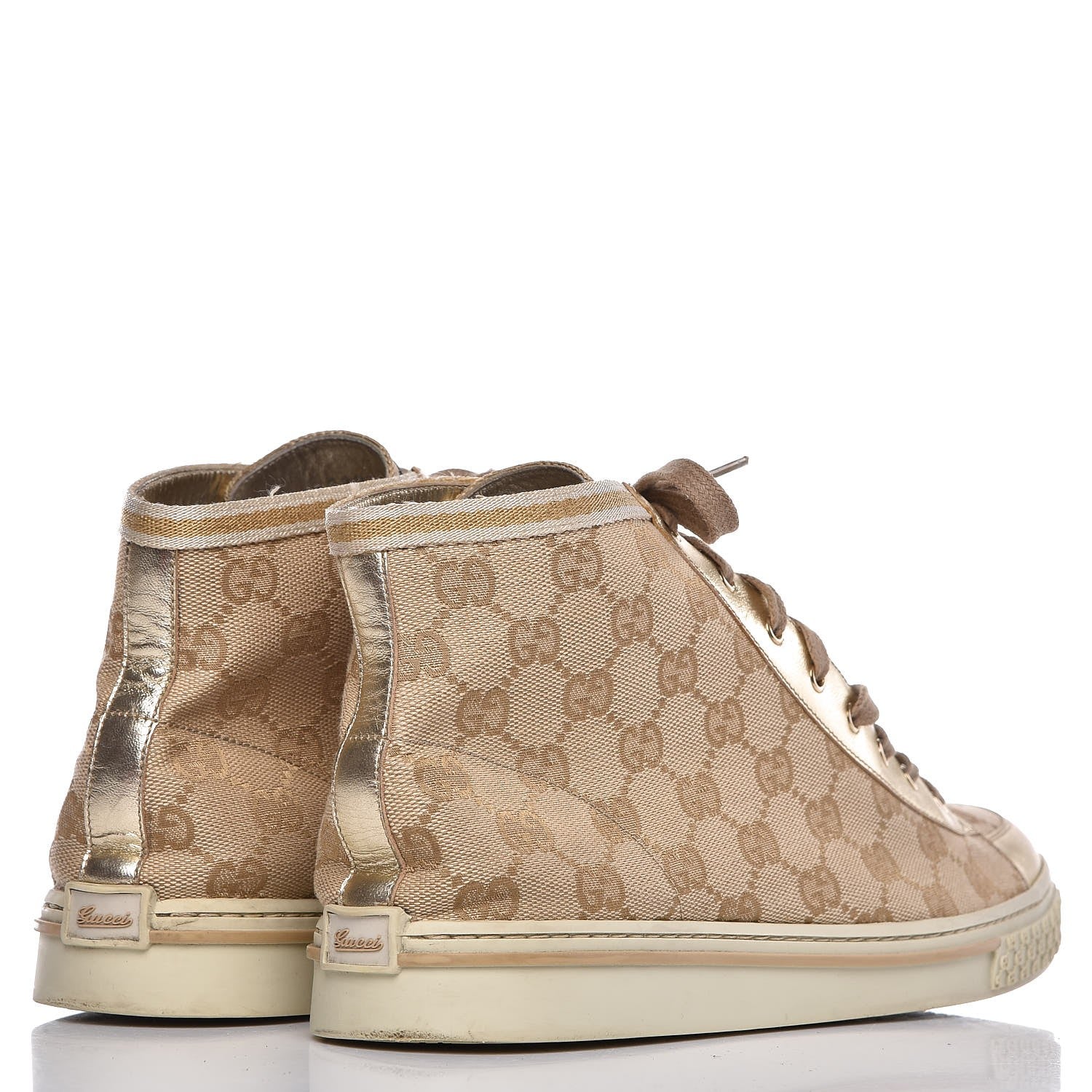 Gucci Monogram High Top Sneakers 39.5 Gold 4 of 14