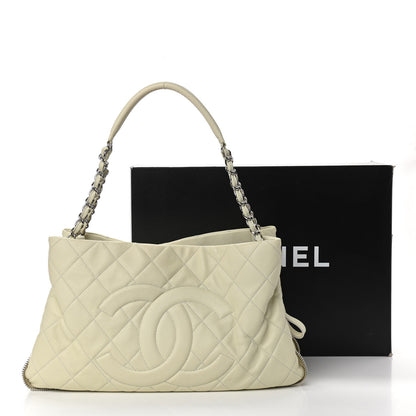 Chanel Caviar Quilted Expandable Zip Shoulder Bag White 11 of 11