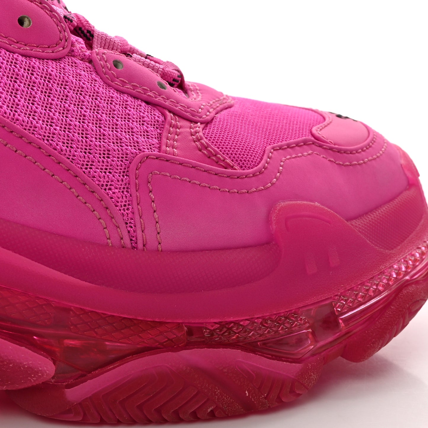 Fabric Mesh Clear Sole Fluo Womens Triple S Sneakers 39 Pink