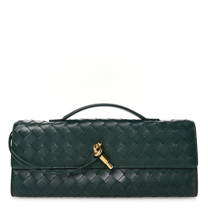 Bottega Veneta Nappa Intrecciato Long Andiamo Top Handle Clutch Emerald Green 1 of 10