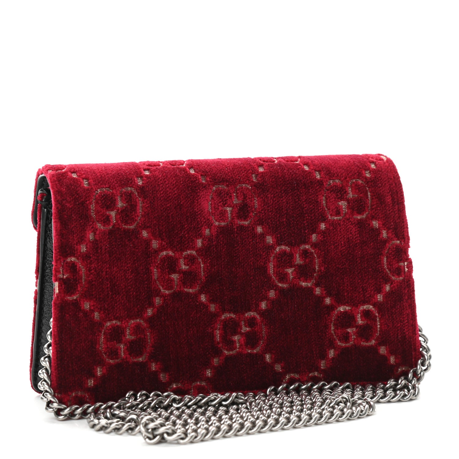 Gucci Velvet GG Monogram Super Mini Dionysus Shoulder Bag Red