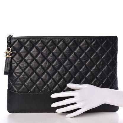 Chanel Aged Calfskin Quilted Large Gabrielle Cosmetic Case Black 2 of 8
