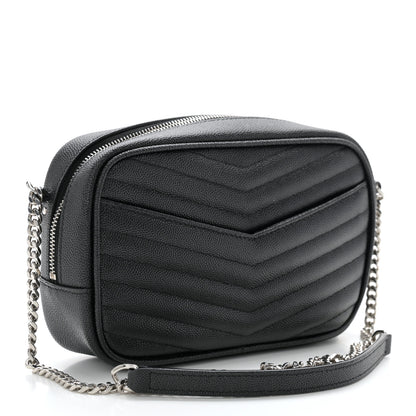 Saint Laurent Grain De Poudre Matelasse Monogram Mini Lou Camera Bag Black 3 of 10