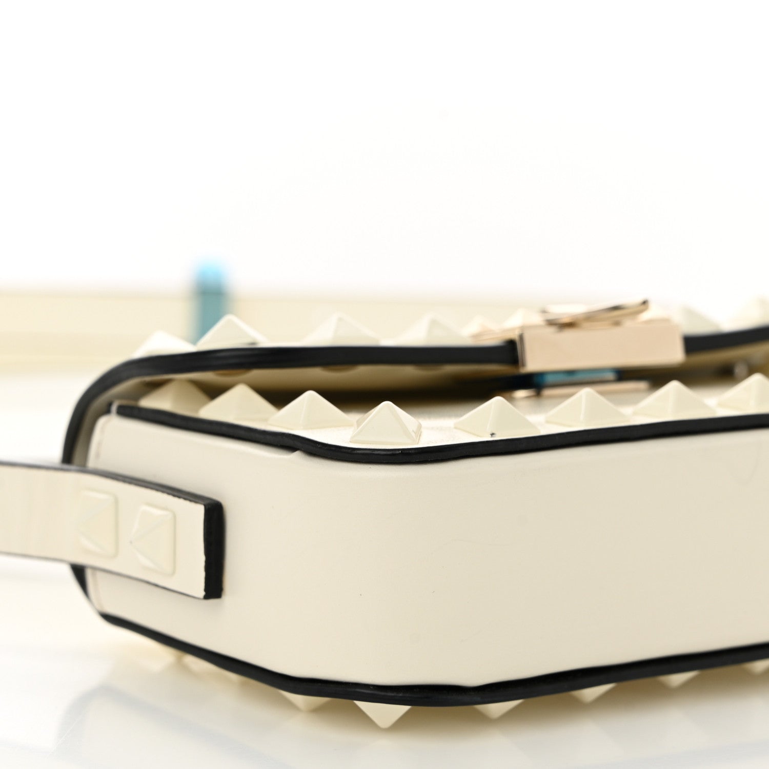 Valentino Garavani Vitello Mini Monochrome Rockstud Flip Lock Shoulder Bag Ivory 8 of 11