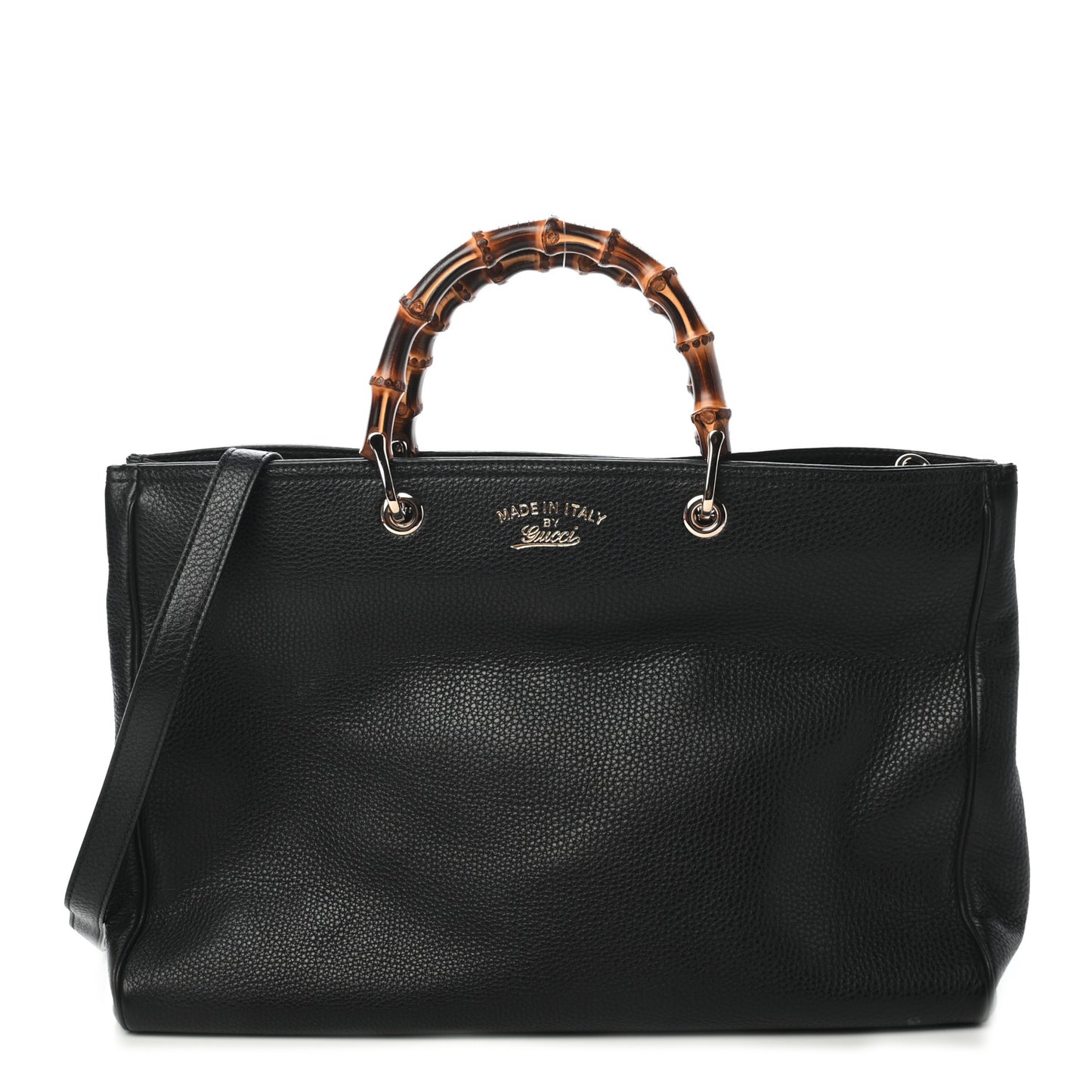 Calfskin Large Bamboo Shopper Tote Black