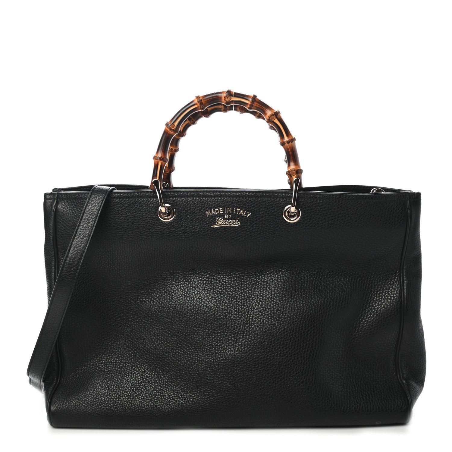 Gucci Calfskin Large Bamboo Shopper Tote Black 1 of 10