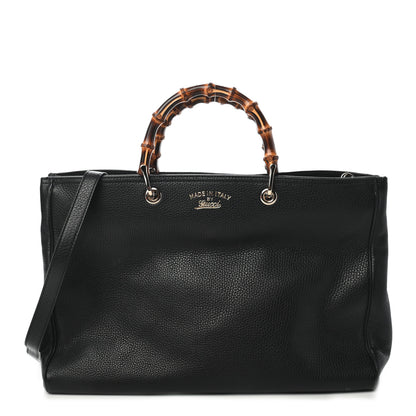 Gucci Calfskin Large Bamboo Shopper Tote Black 1 of 10