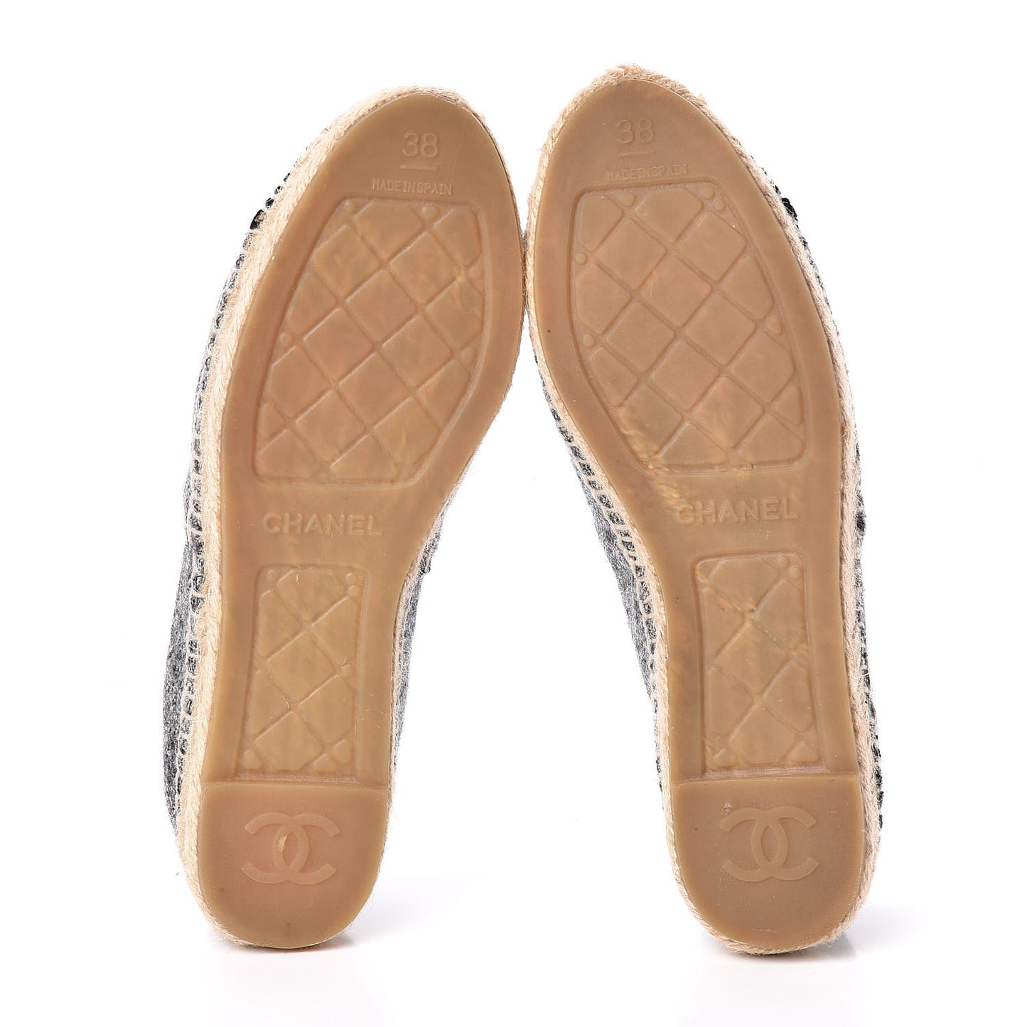 Tweed Velvet CC Espadrilles 38 Grey Black