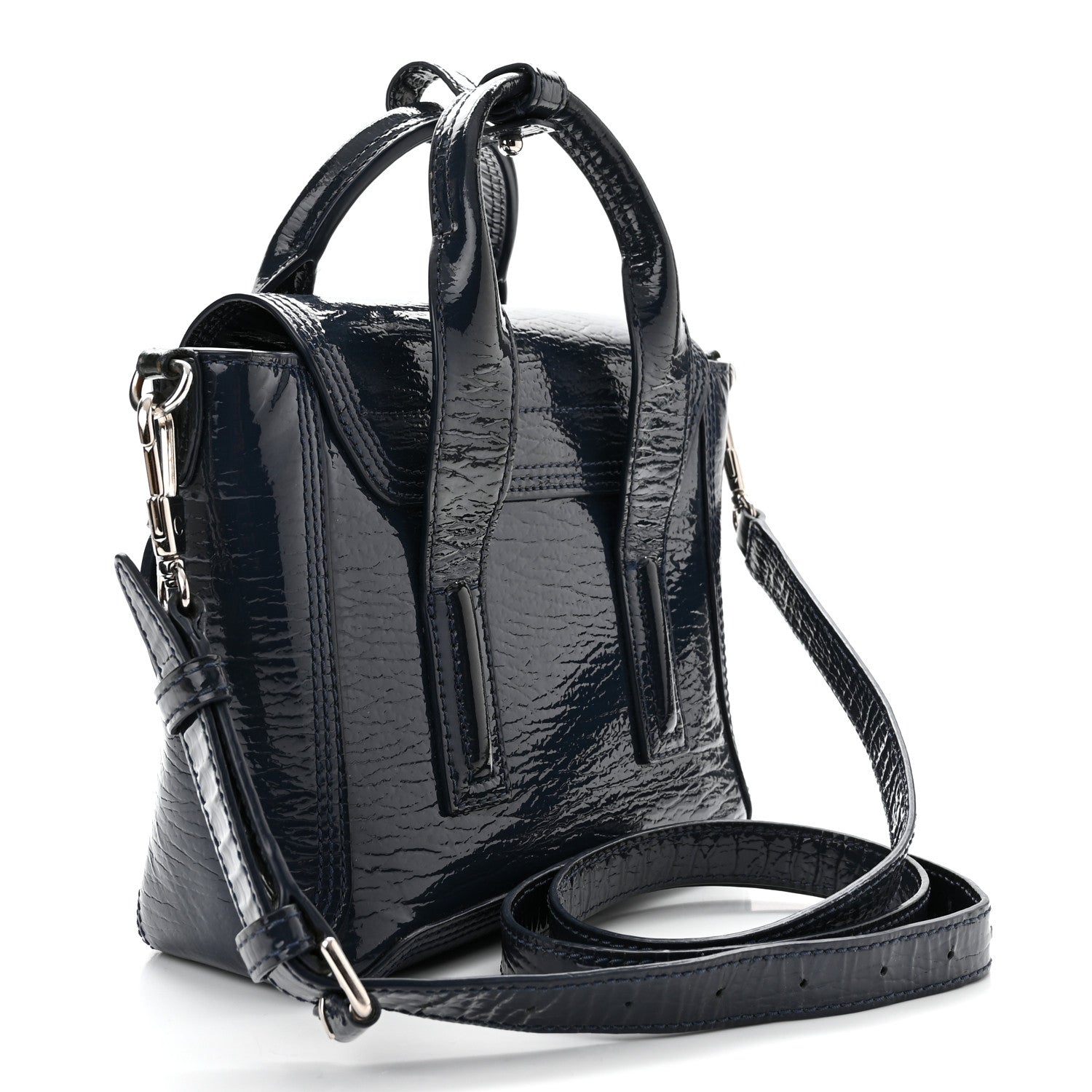 3.1 Phillip Lim Textured Patent Mini Pashli Satchel Navy 3 of 9