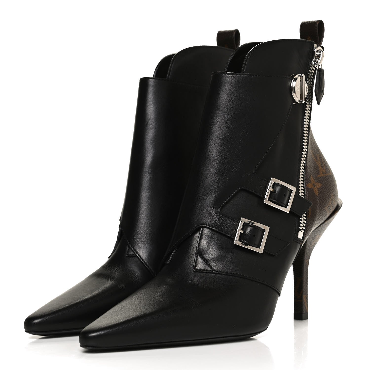 Louis Vuitton Calfskin Monogram Janet Ankle Boots 40 Black 3 of 10