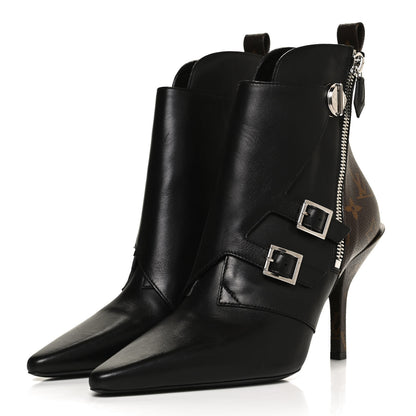 Louis Vuitton Calfskin Monogram Janet Ankle Boots 40 Black 3 of 10
