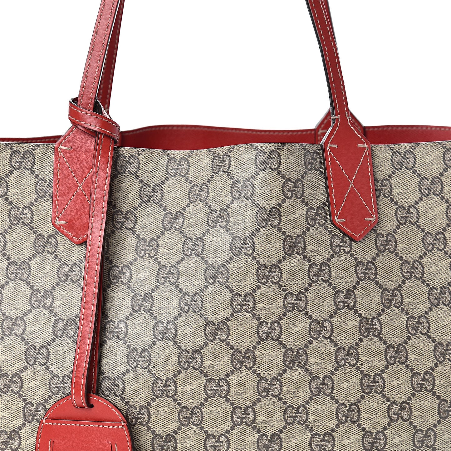 GG Supreme Monogram Medium Reversible Tote Beige Red