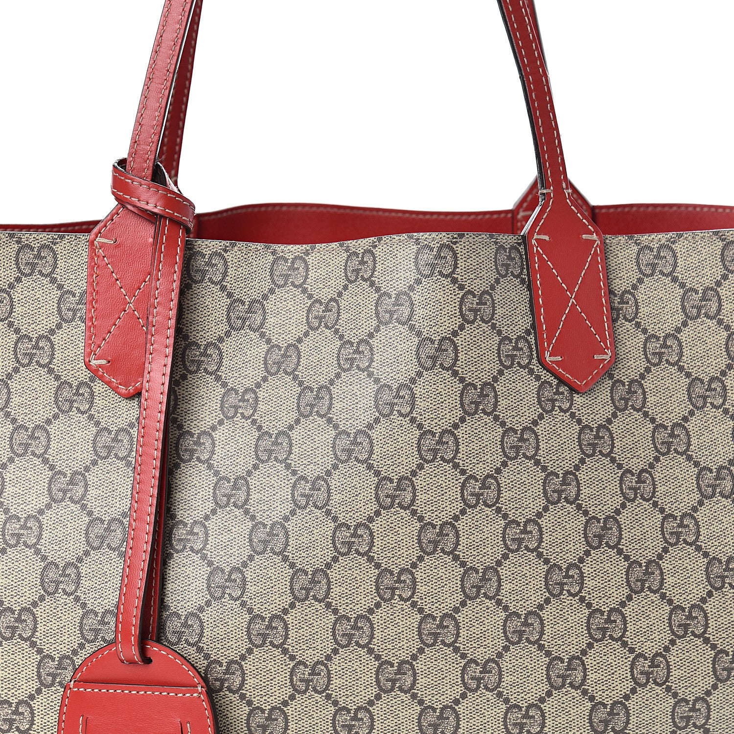 Gucci GG Supreme Monogram Medium Reversible Tote Beige Red 11 of 28