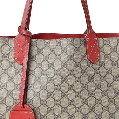 Gucci GG Supreme Monogram Medium Reversible Tote Beige Red 11 of 28