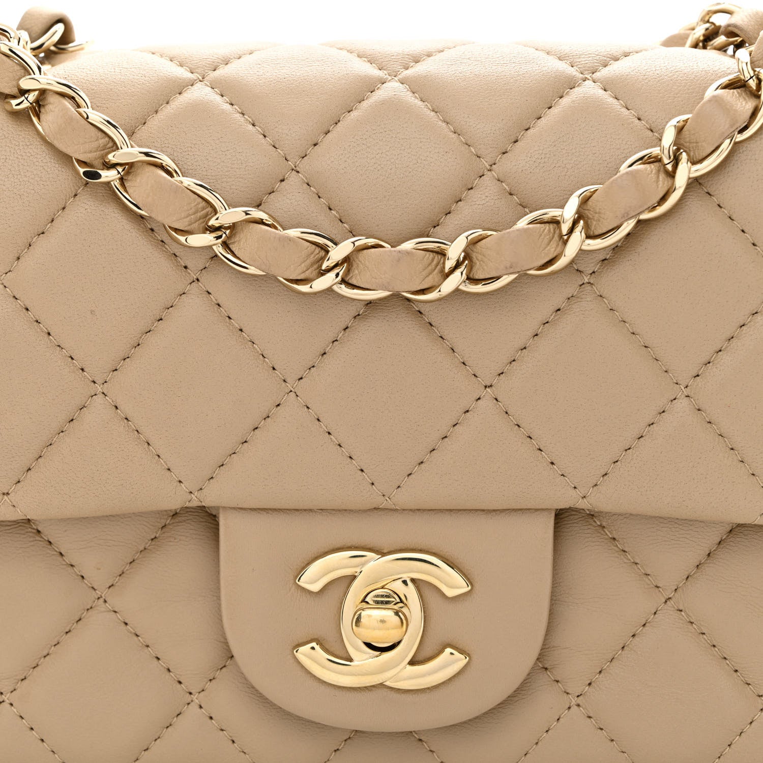 Chanel Lambskin Quilted Mini Rectangular Flap Dark Beige 8 of 11