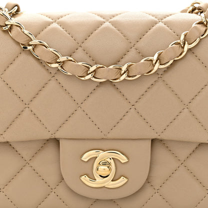 Chanel Lambskin Quilted Mini Rectangular Flap Dark Beige 8 of 11