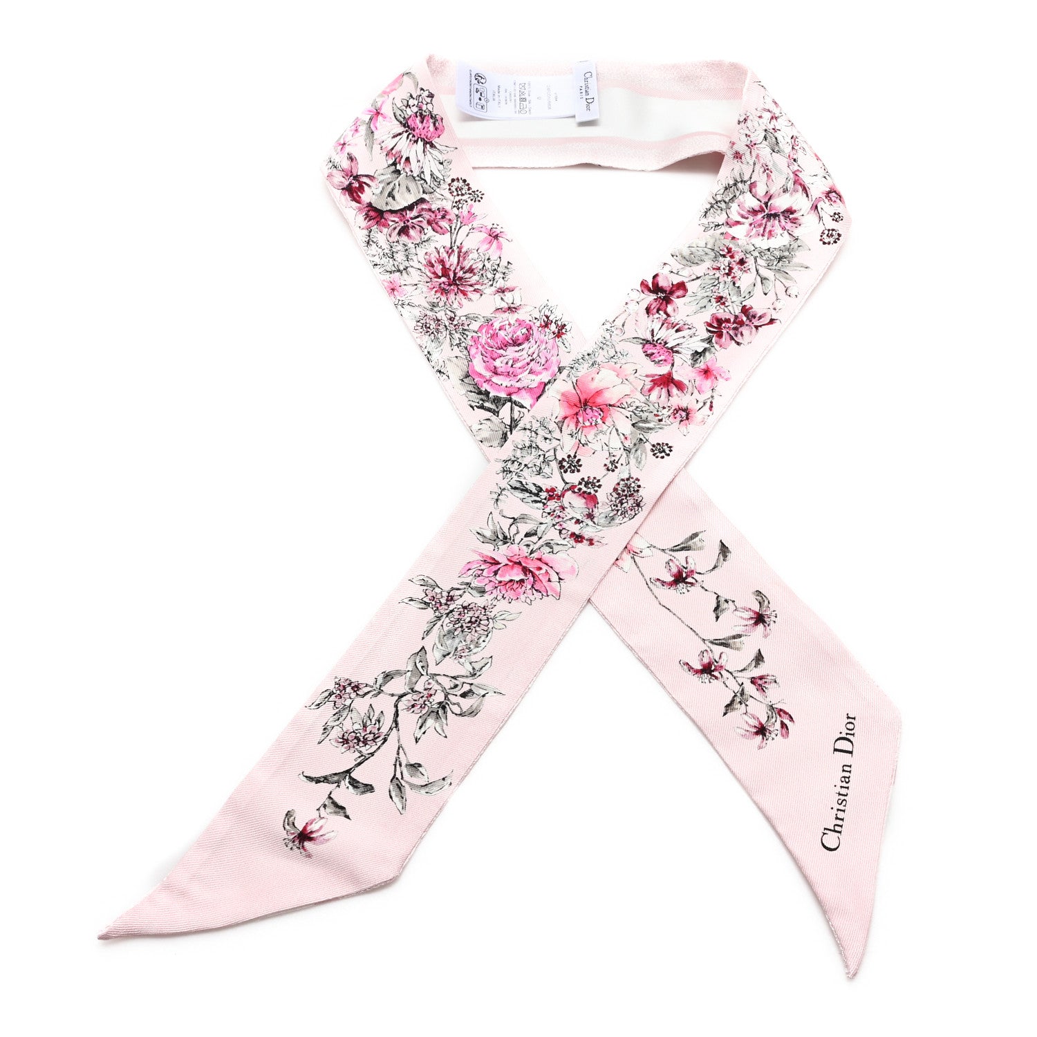 Christian Dior Silk Floral Mitzah Scarf Rose 1 of 4