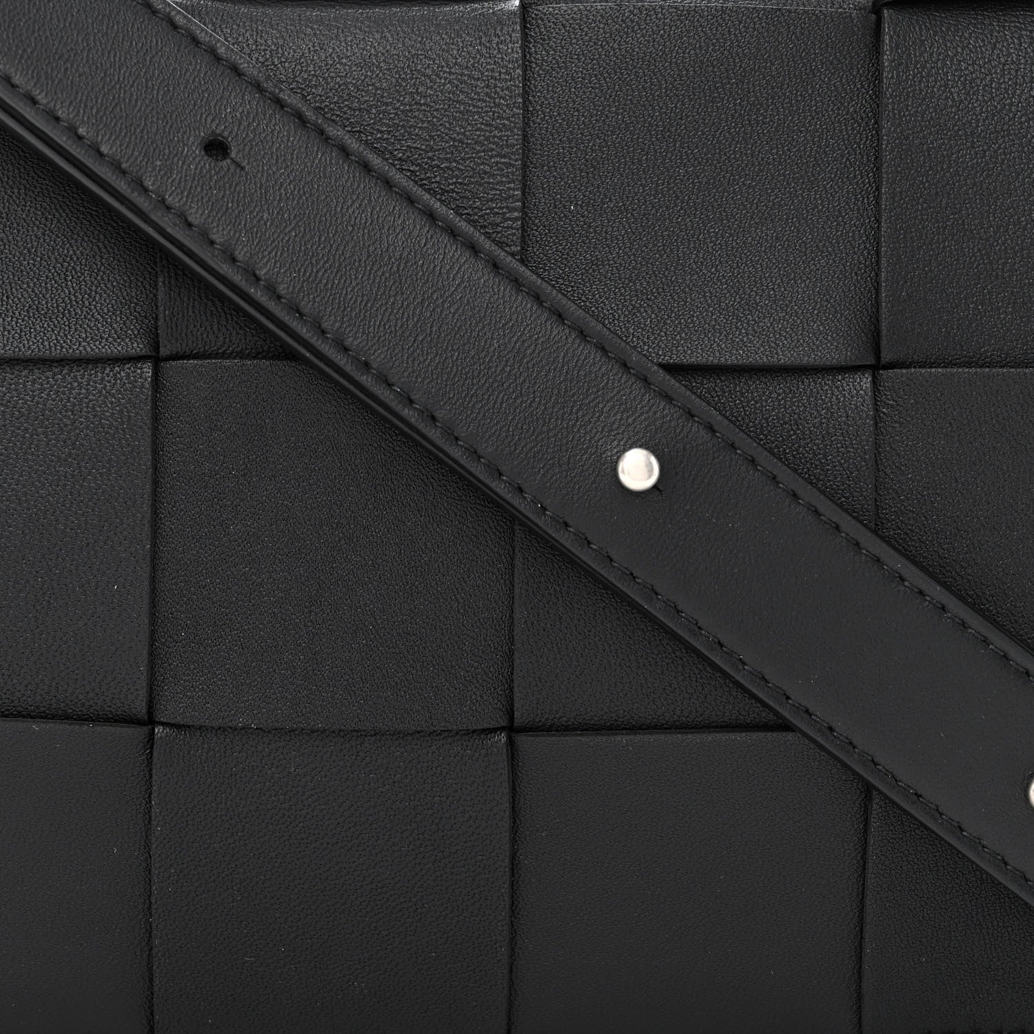 Bottega Veneta Lambskin Maxi Intreccio Small Cassette Crossbody Bag Black 8 of 10
