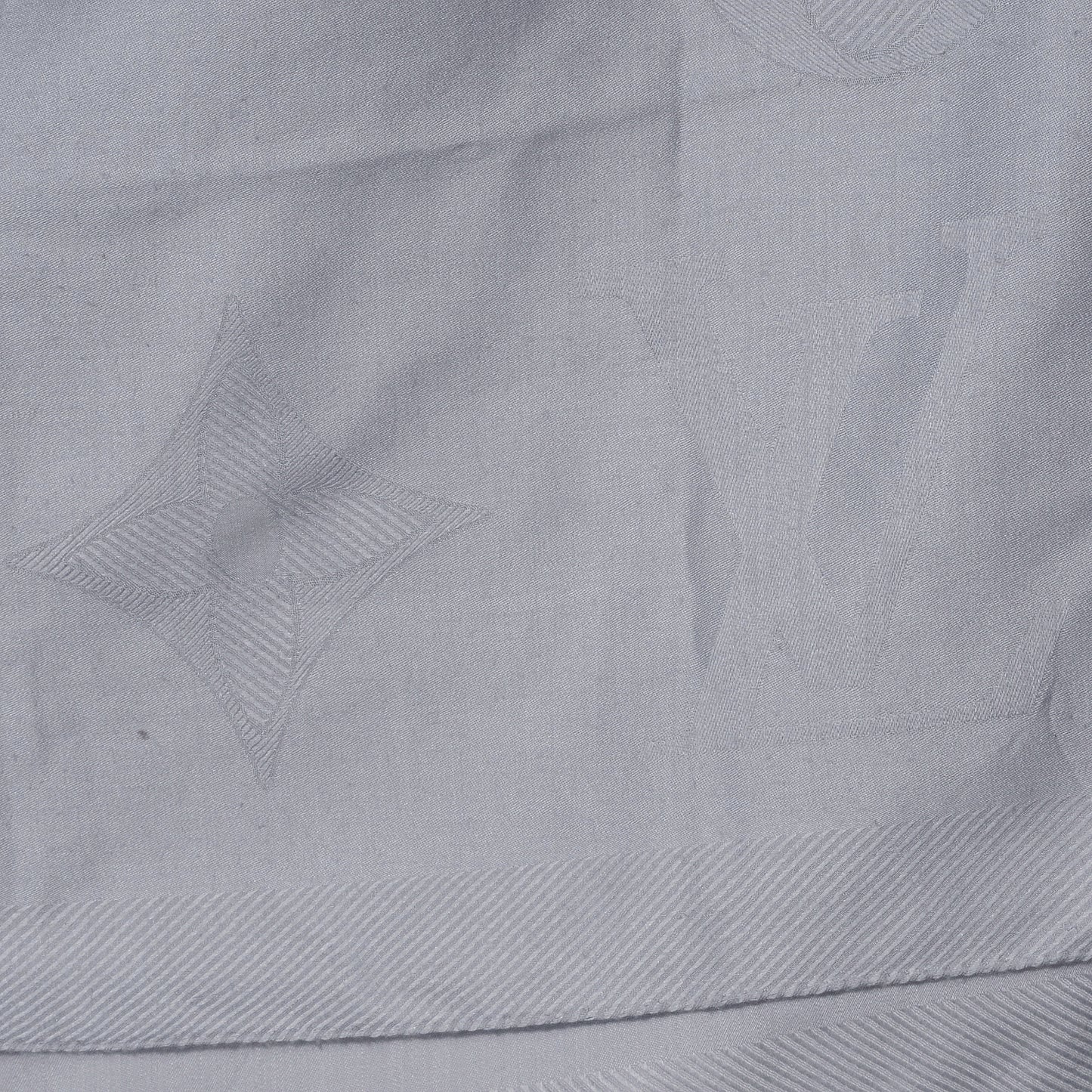 Etole Jali Silk Cashmere Monogram Shawl Grey