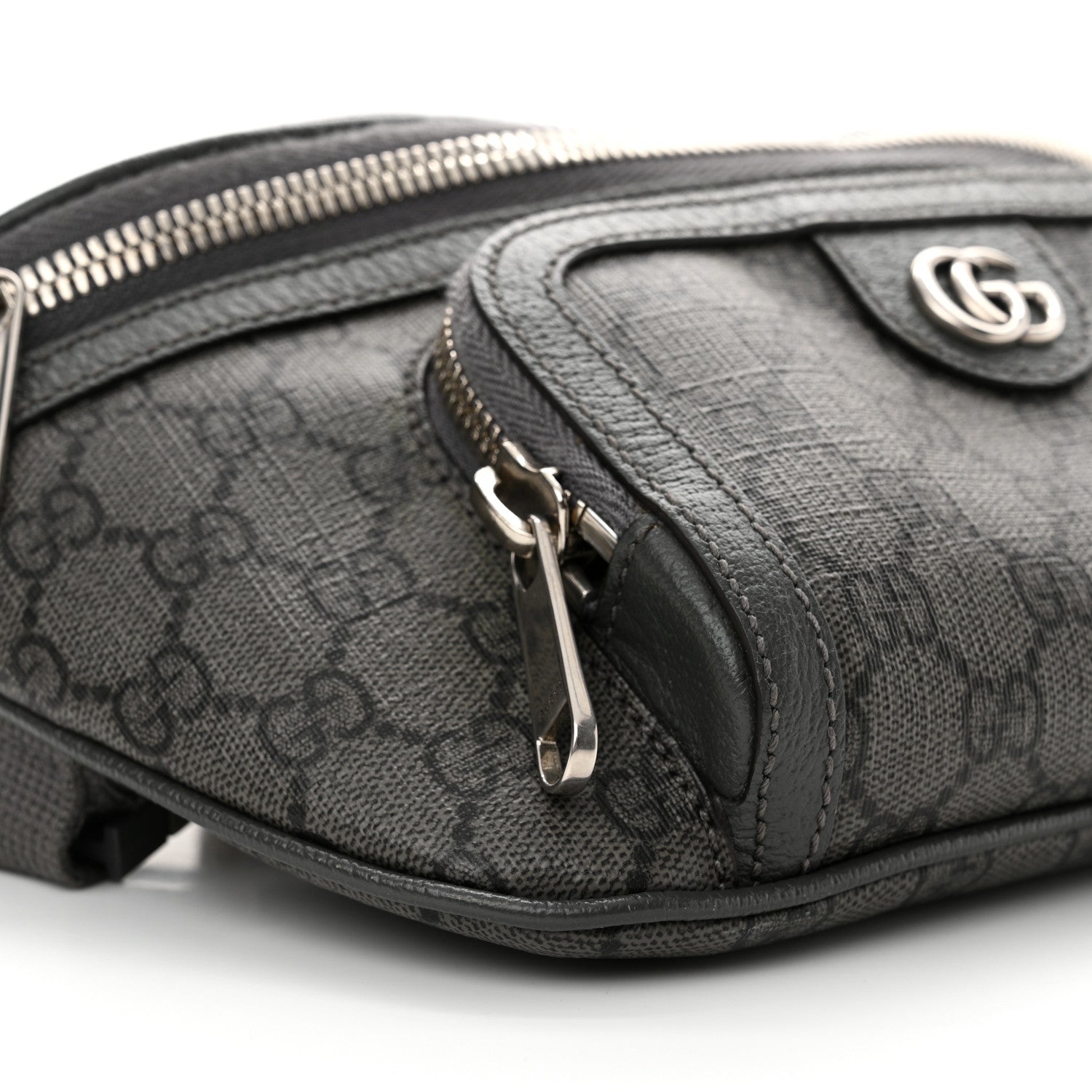 Gucci GG Supreme Monogram Textured Dollar Calfskin Ophidia Belt Bag Grey Black Graphite Grey 9 of 14