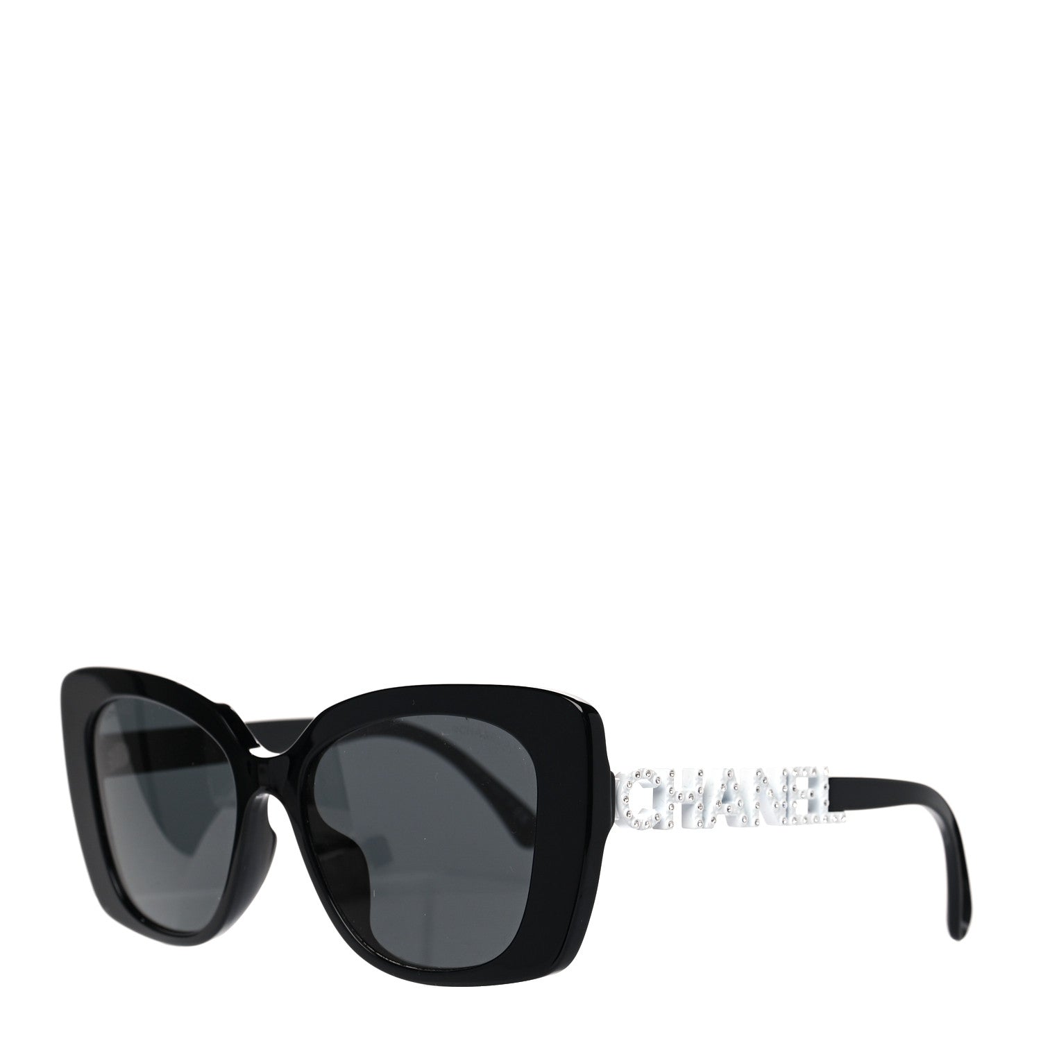 Chanel Acetate Strass Square Sunglasses 5422-B-A Black White 1 of 7