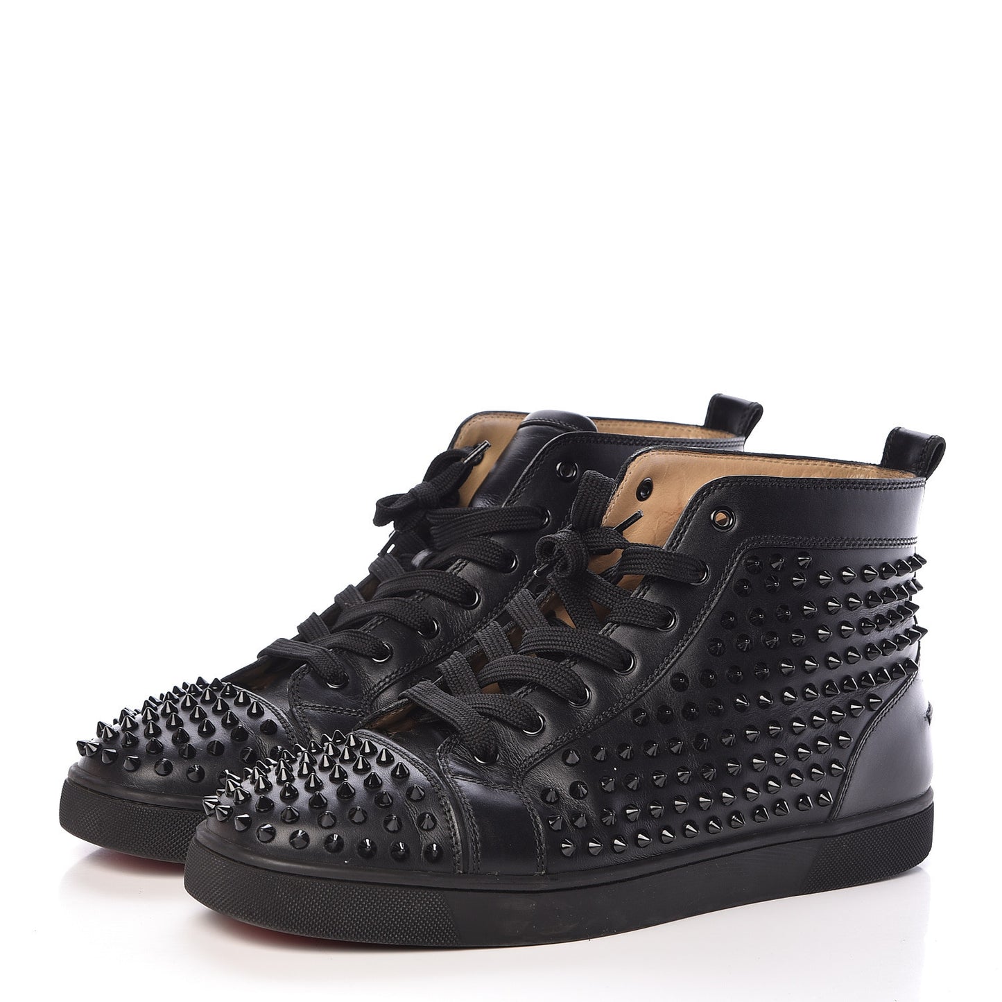 Calfskin Mens Louis Spikes Flat Sneakers 45 Black