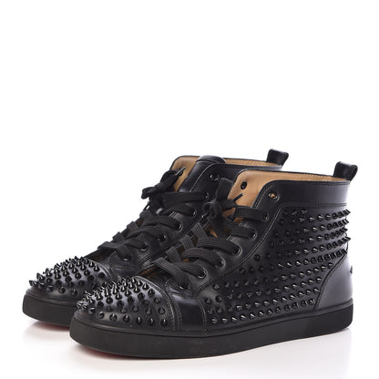 Christian Louboutin Calfskin Mens Louis Spikes Flat Sneakers 45 Black 3 of 13