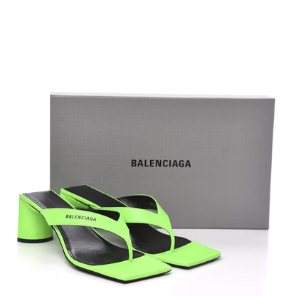 Balenciaga Shiny Sheepskin Double Square Flat 60mm Sandals 39.5 Fluo Green Black 11 of 11