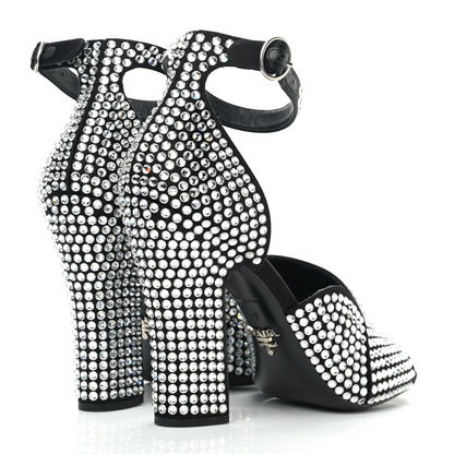 Prada Satin Crystal Ankle Wrap 105mm Sandals 39 Cristal 4 of 8