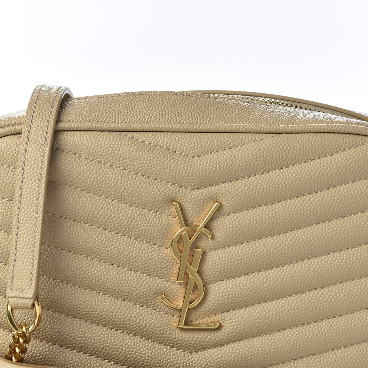Saint Laurent Grain De Poudre Matelasse Monogram Mini Lou Camera Bag Dark Latte 9 of 10