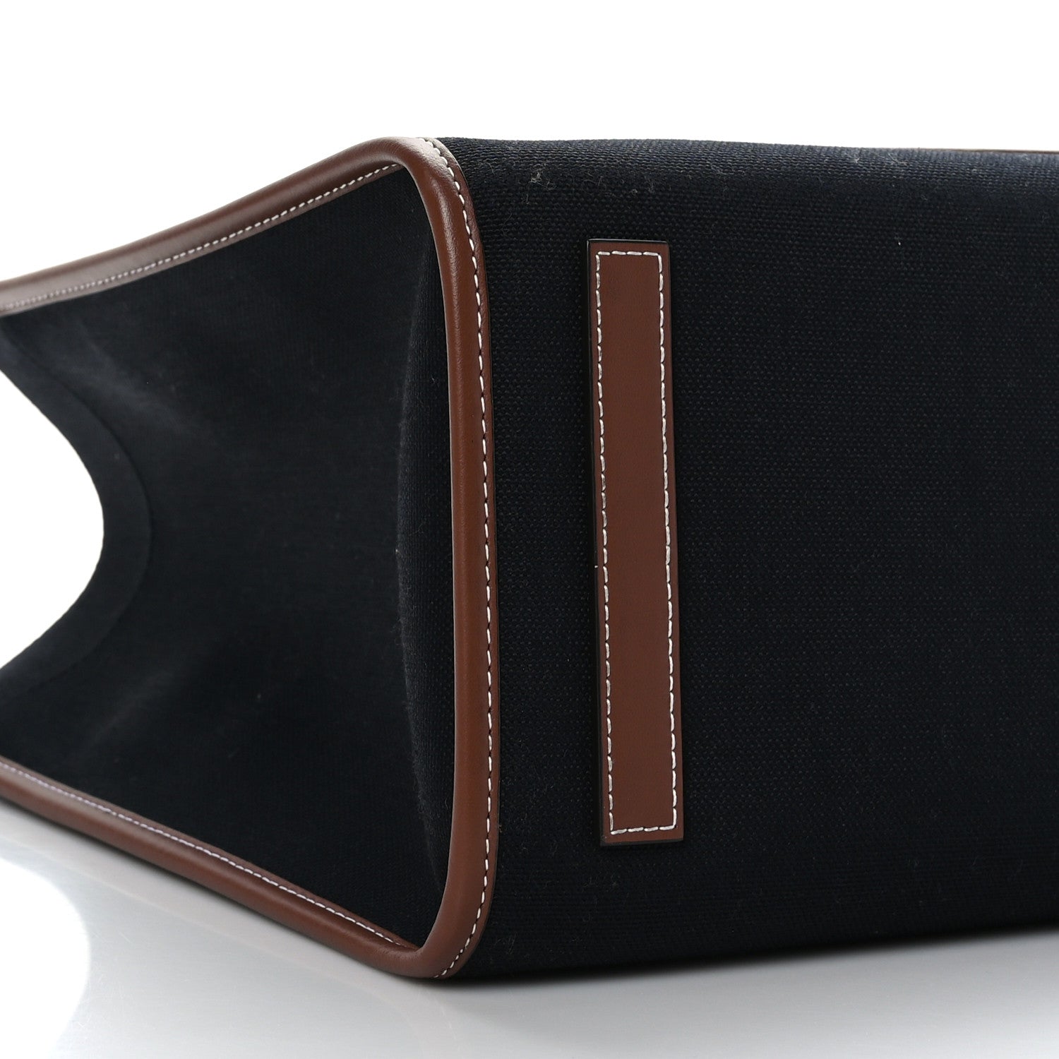 Burberry Canvas Smooth Calfskin Medium Two Tone Freya Tote Black Tan 7 of 8
