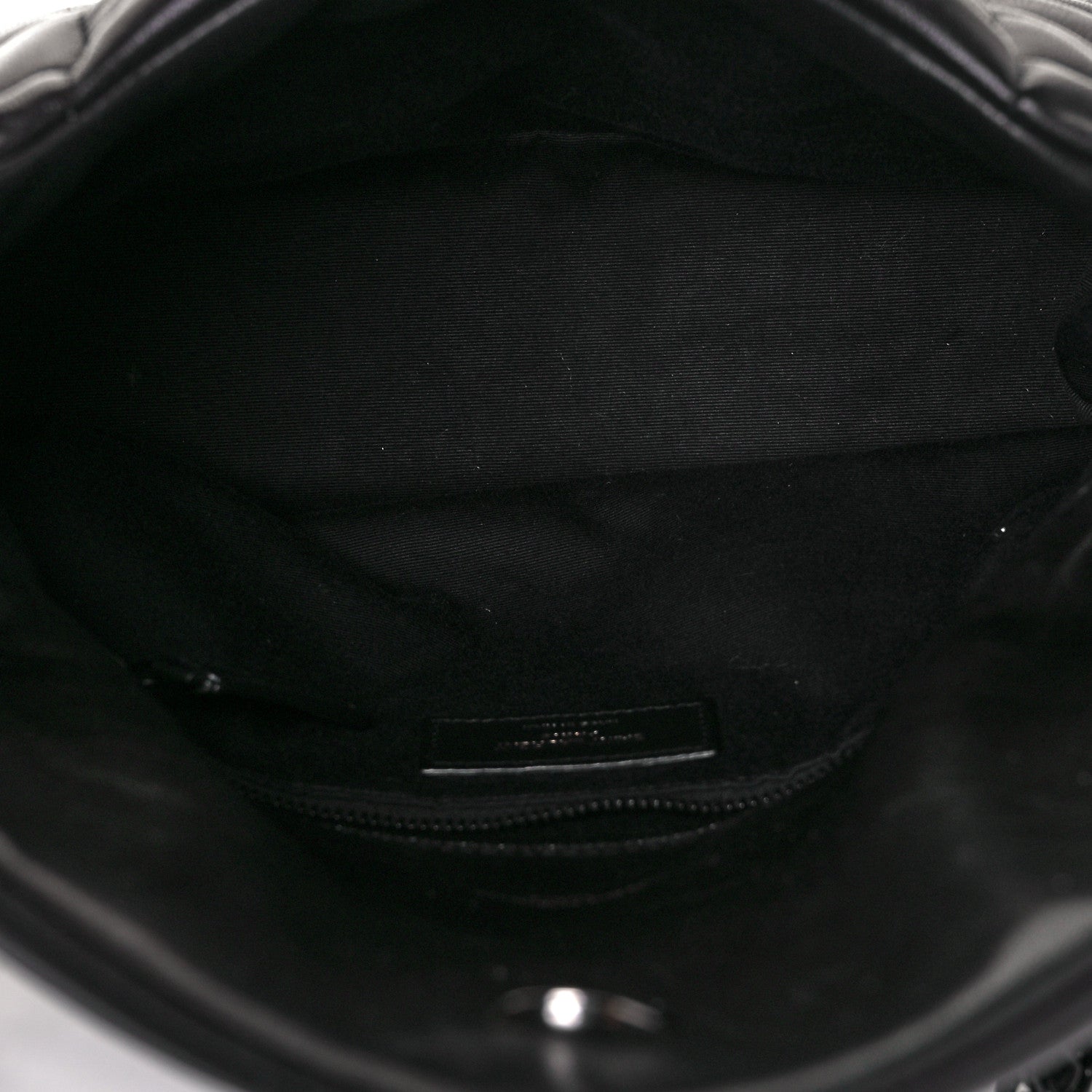 Saint Laurent Lambskin Quilted Small Loulou Puffer Monogram Chain Satchel Black 5 of 10