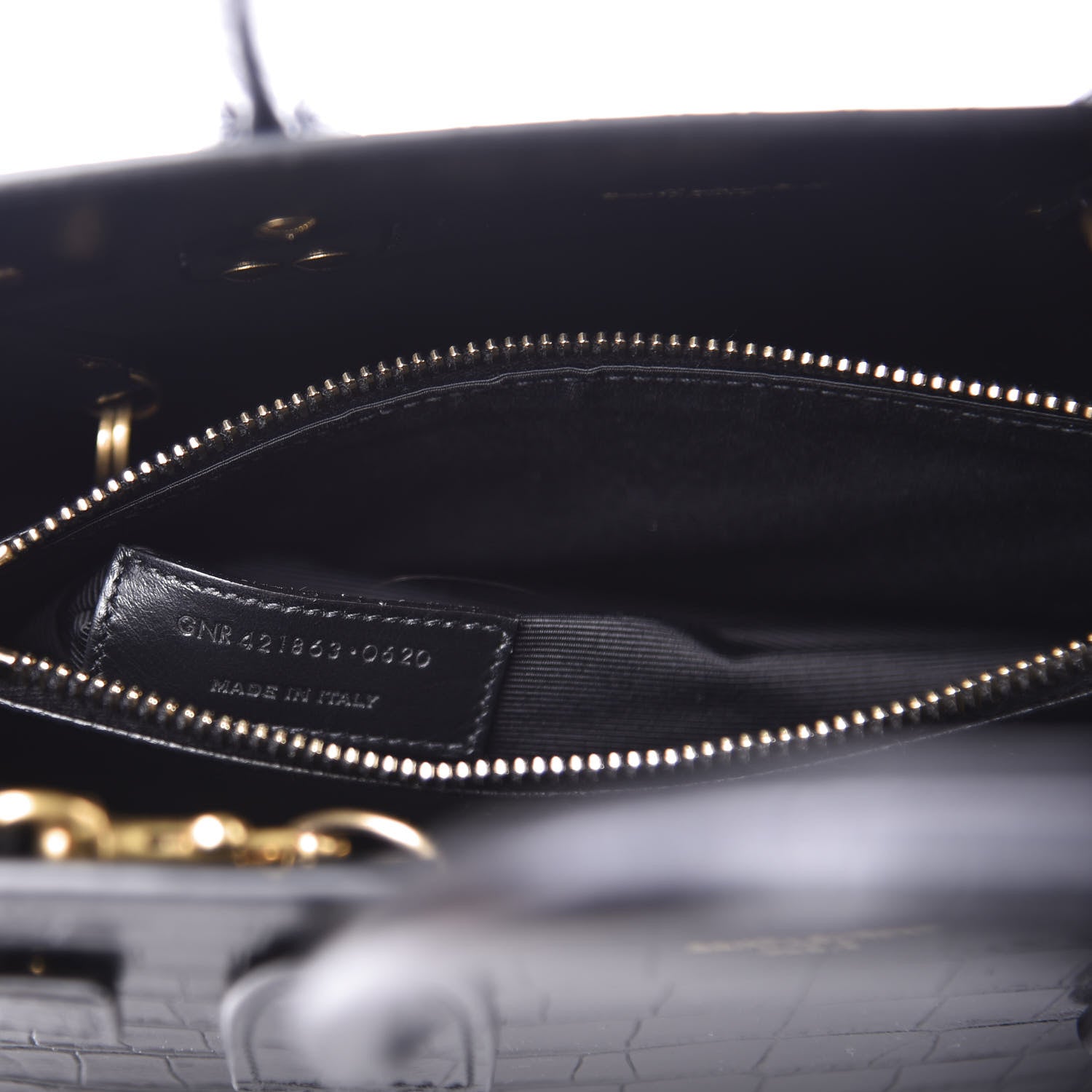 Saint Laurent Calfskin Crocodile Embossed Baby Sac De Jour Black 8 of 11
