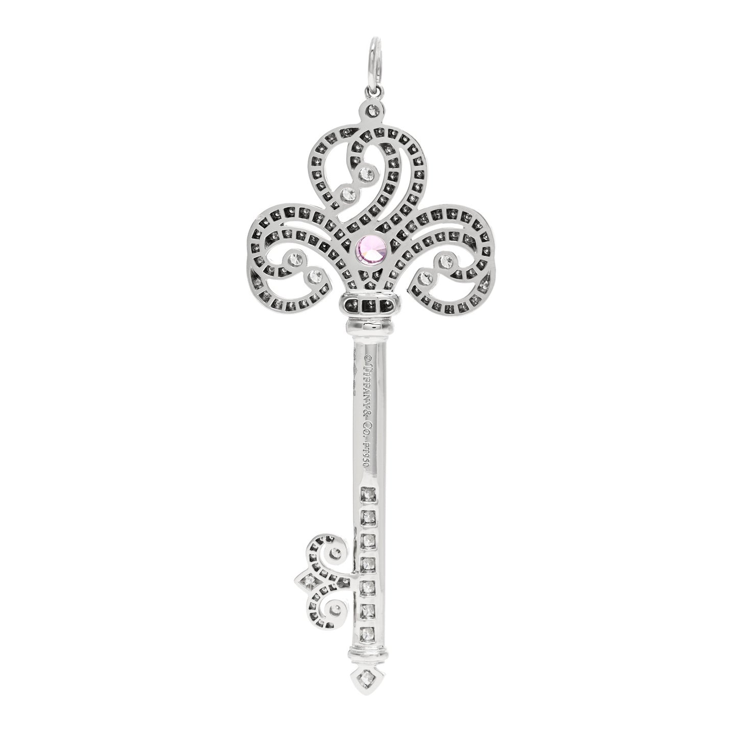 Platinum Pink Sapphire Enchant Heart Key Pendant