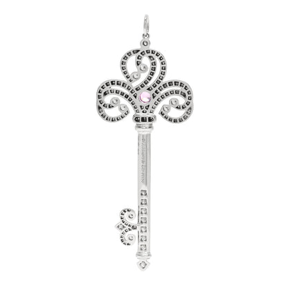 Tiffany Platinum Pink Sapphire Enchant Heart Key Pendant 3 of 5