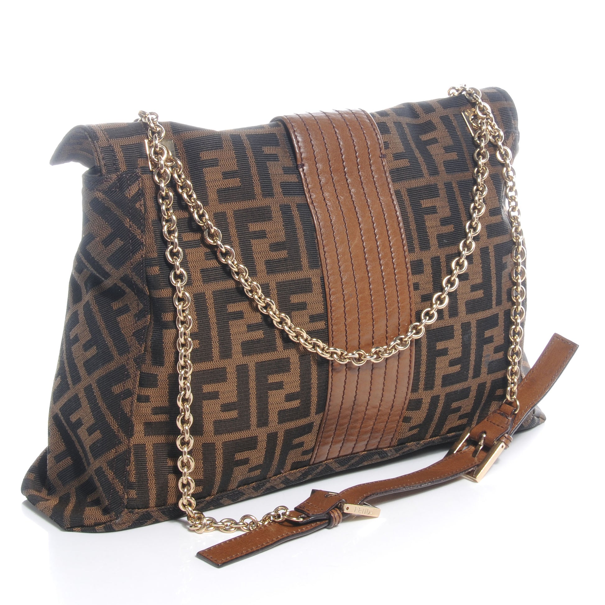 Fendi Zucca Vitello Acqua Maxi Baguette Shoulder Bag Tobacco 3 of 10